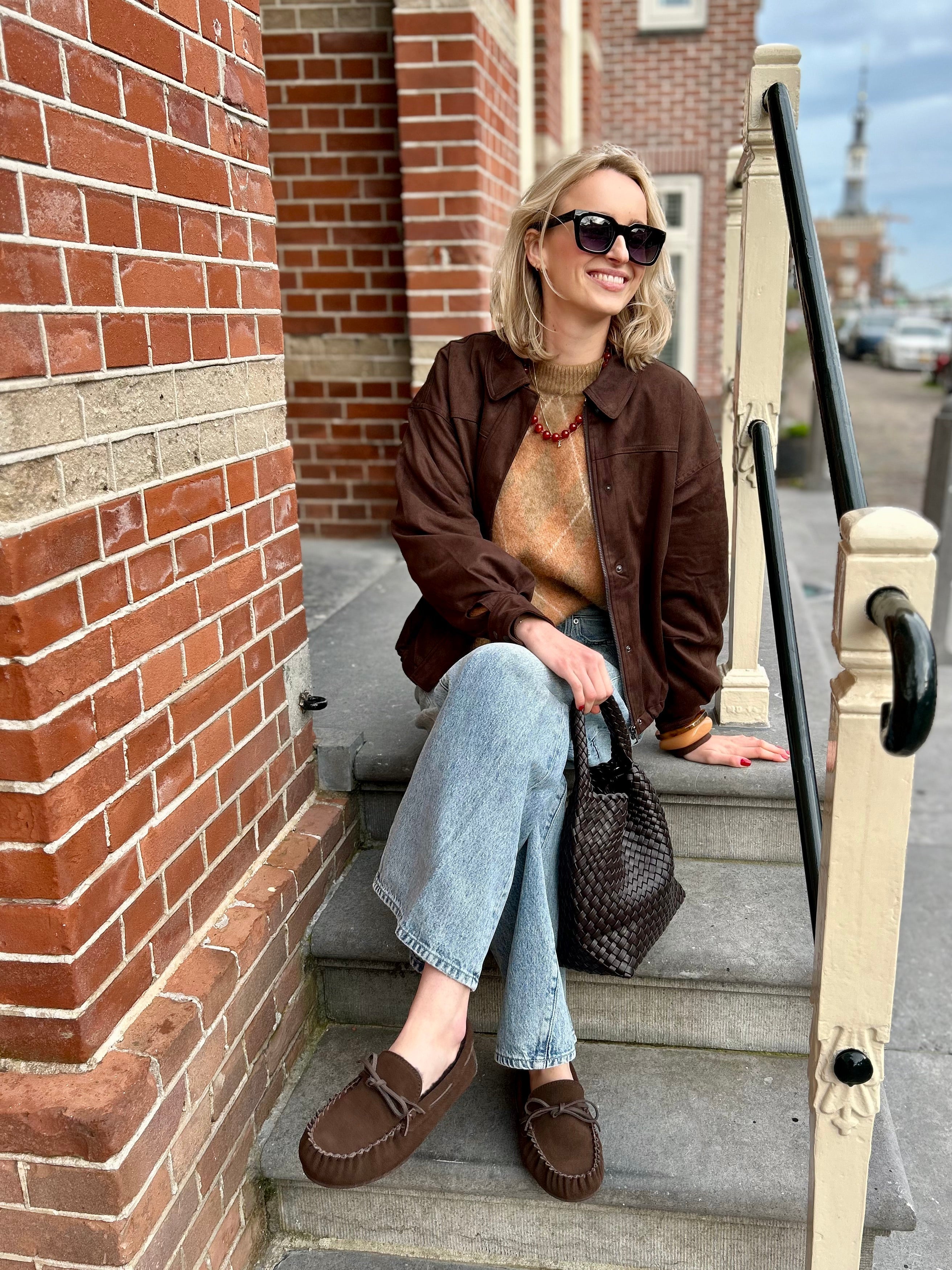 Brown Suede and checkered look