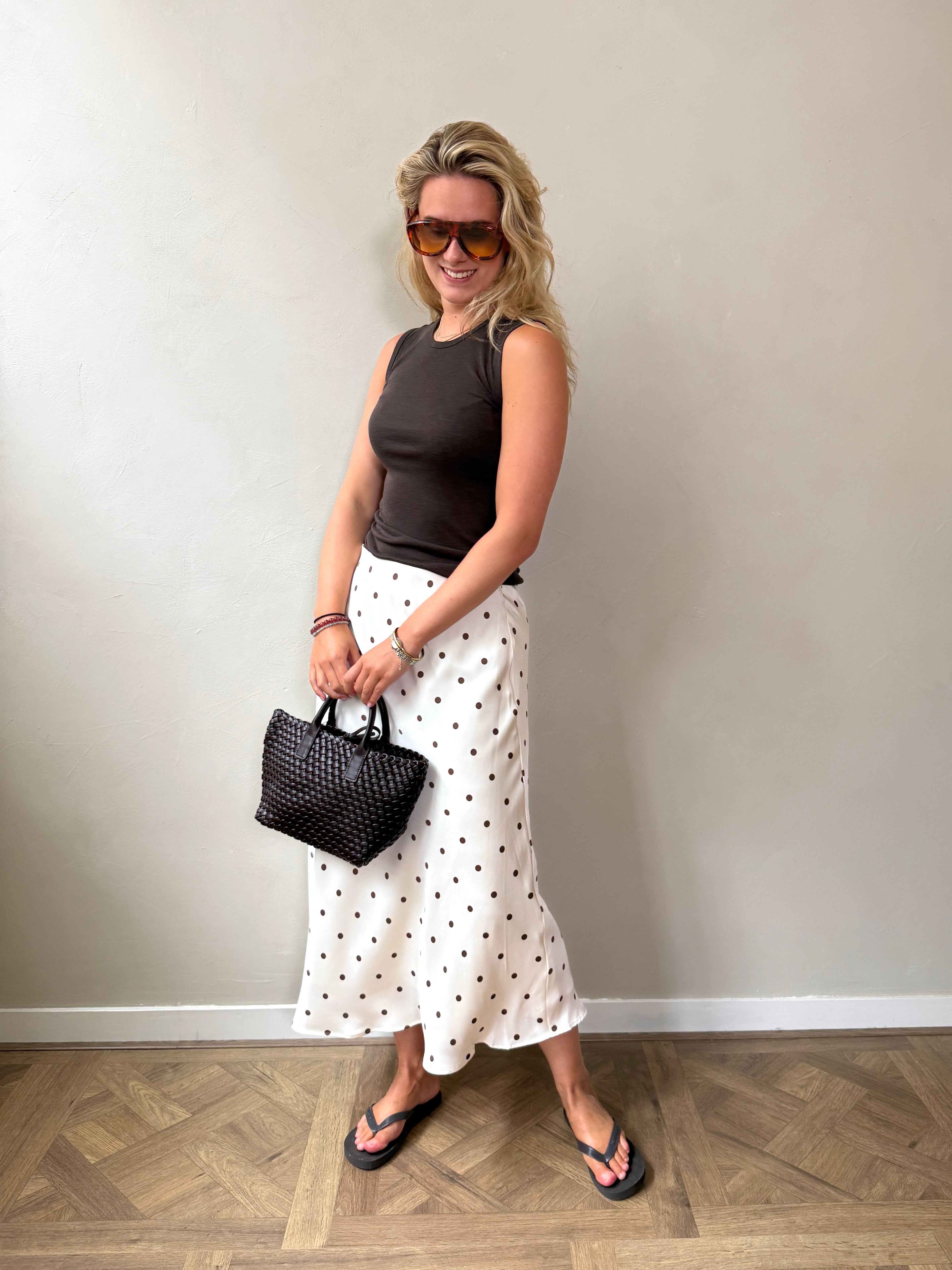 Dotted Skirt Look