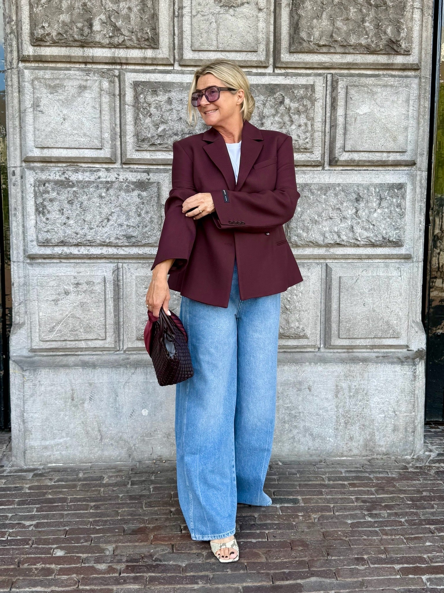 Burgundy blazer look