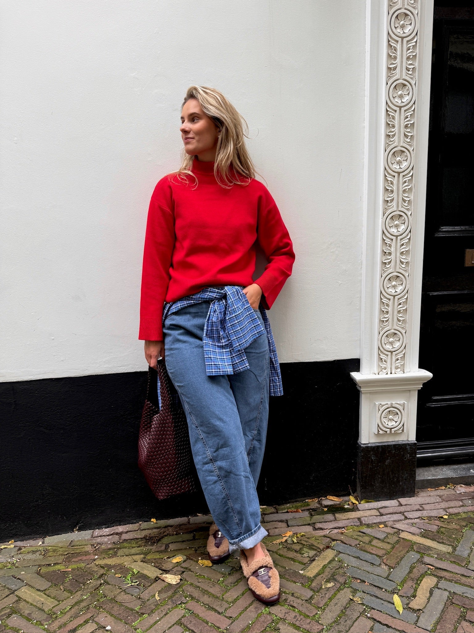 Red, Blue and Burgandy look