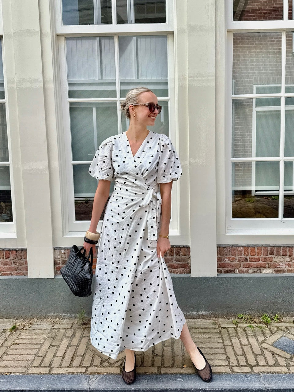 Clarine Linen Dot Dress