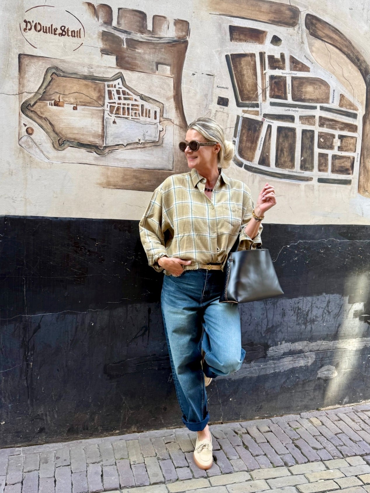 Checkered blouse look