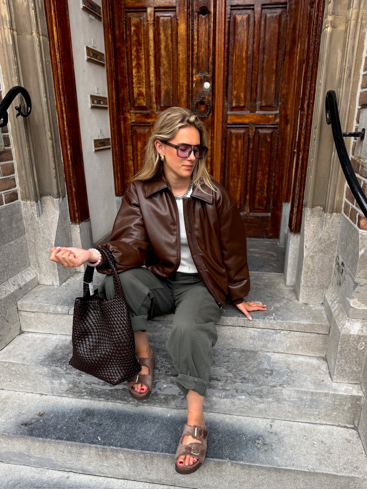 Brown leather look