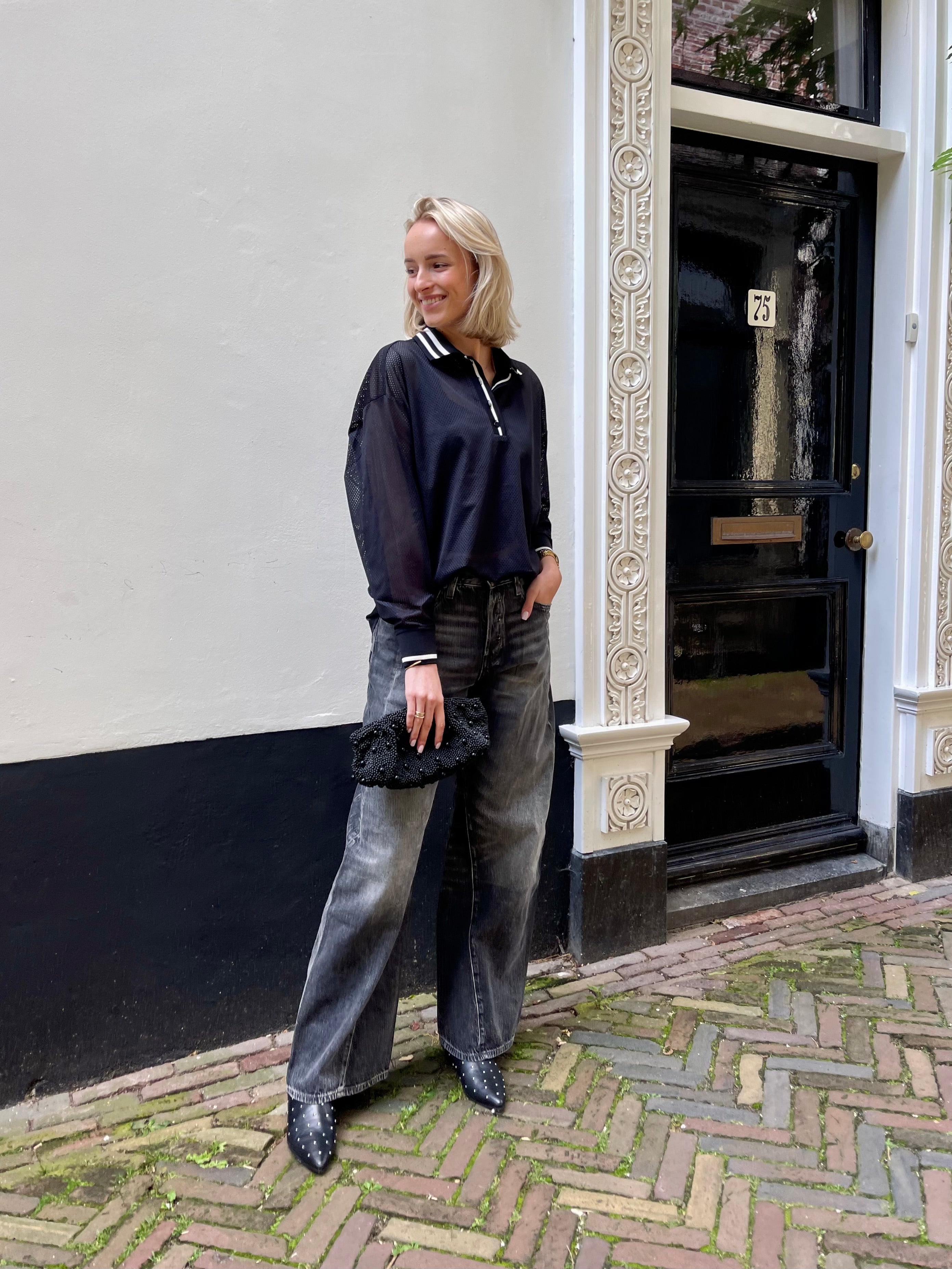 Black drift polo look