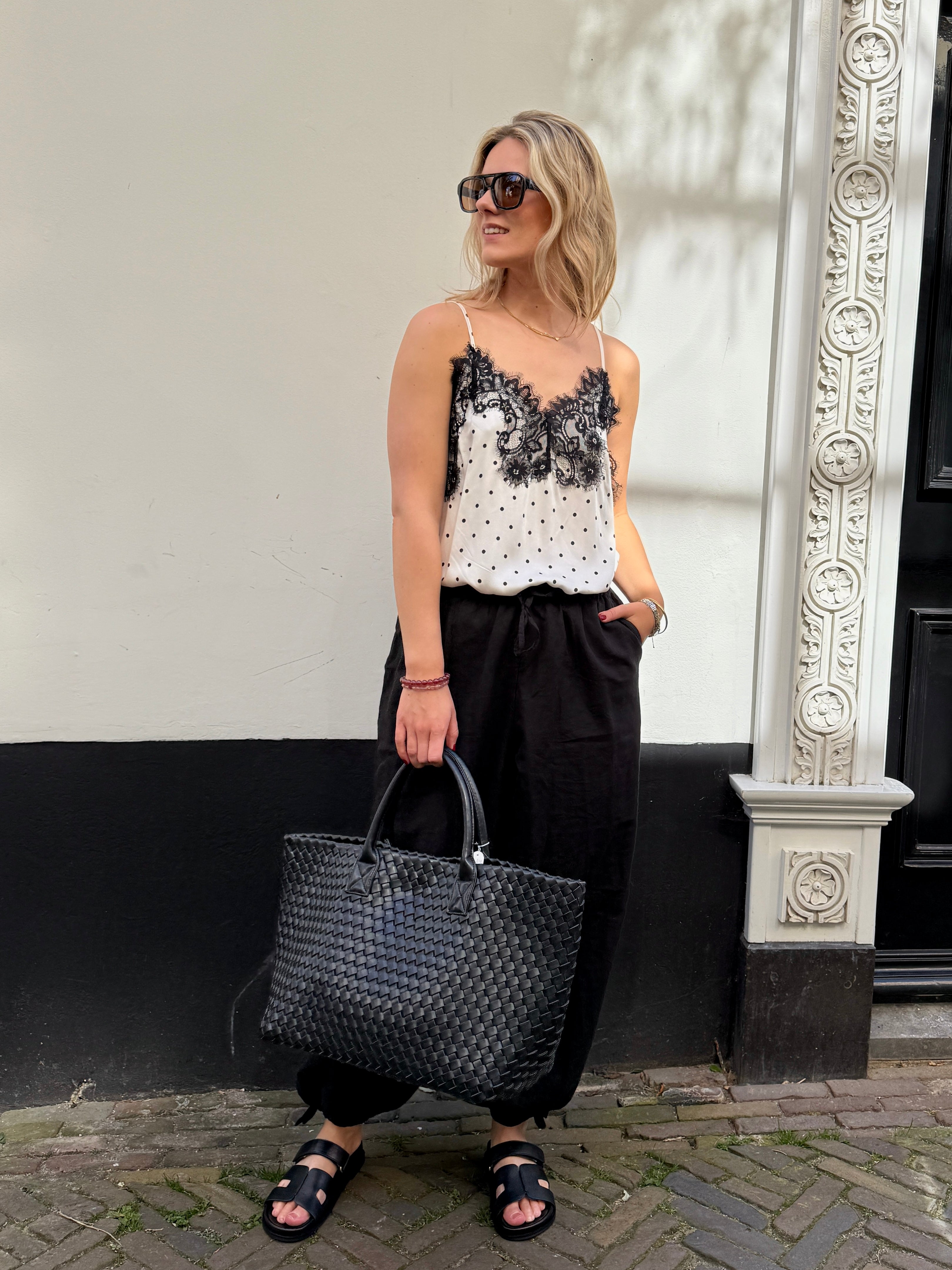 Polka Dot Lace Top Look