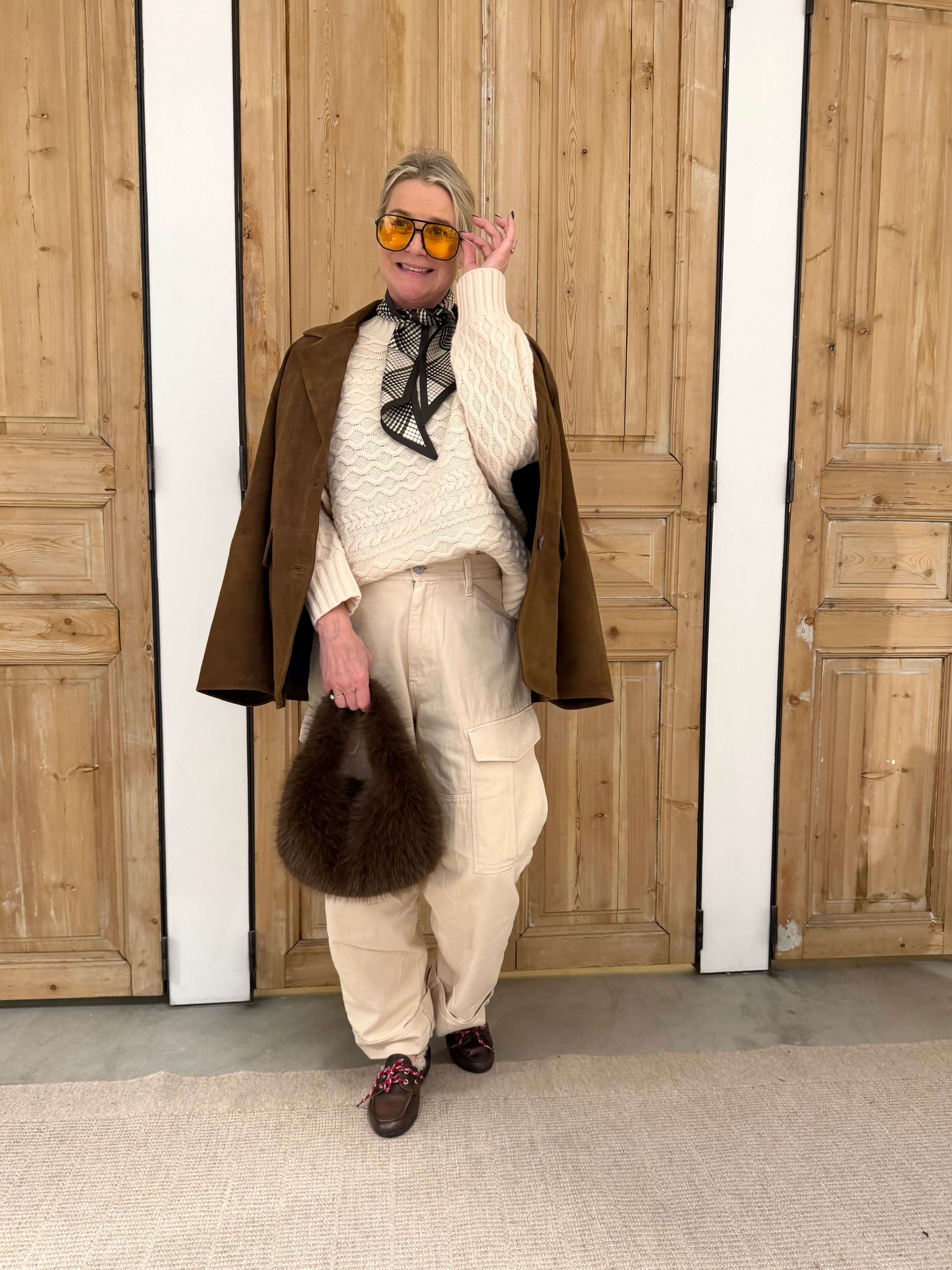 Beige Brown Cargo Look