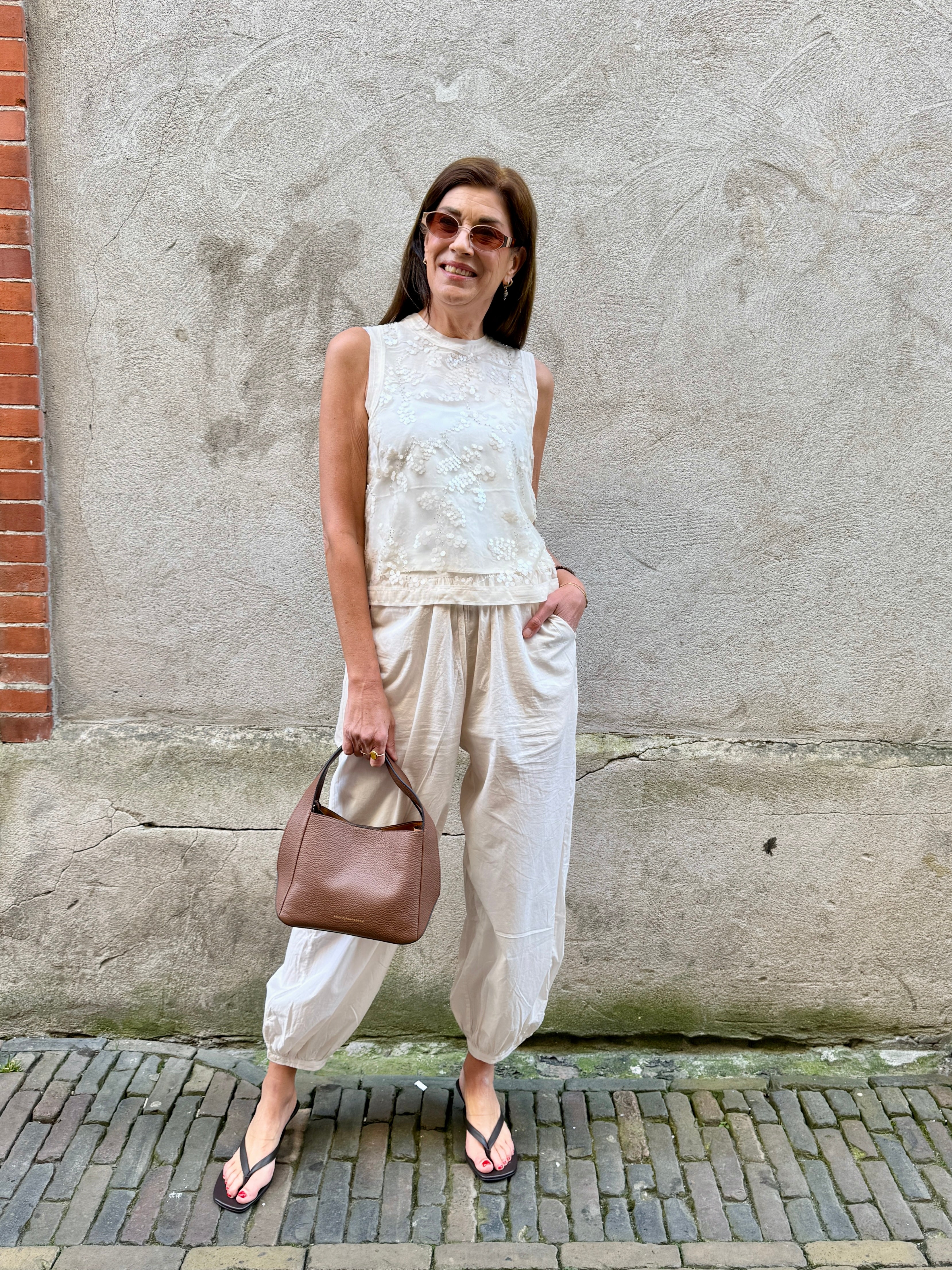 Sequin Salema top look