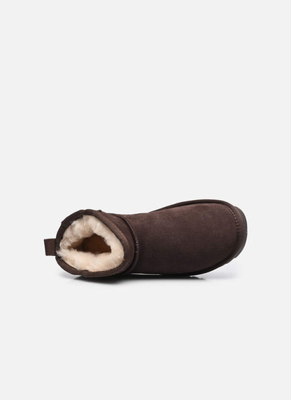 Short Sheepskin Boot in Suede - Chocolate