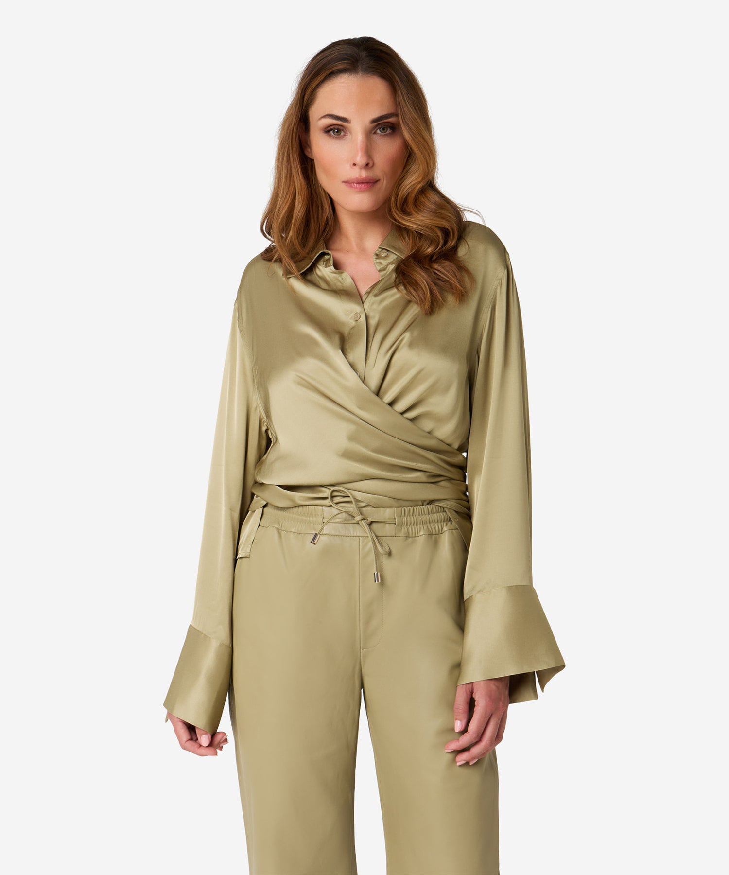 Tatum Satin - Elm Green