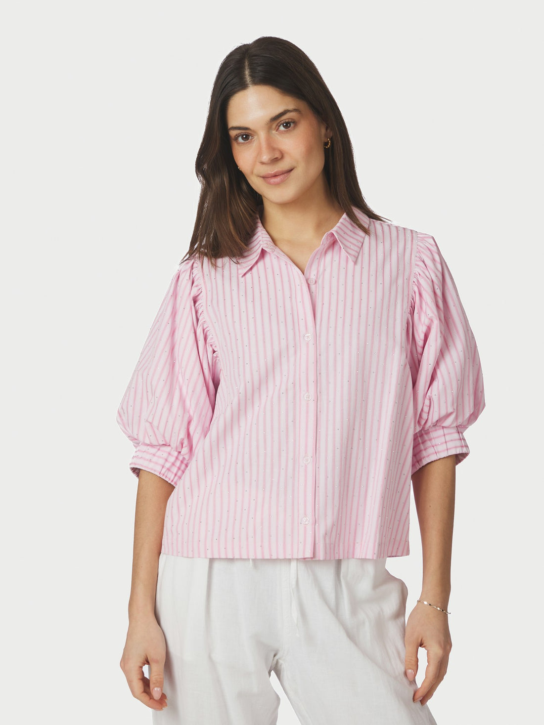 Etta Soft Stripe Stone Shirt - Light Pink