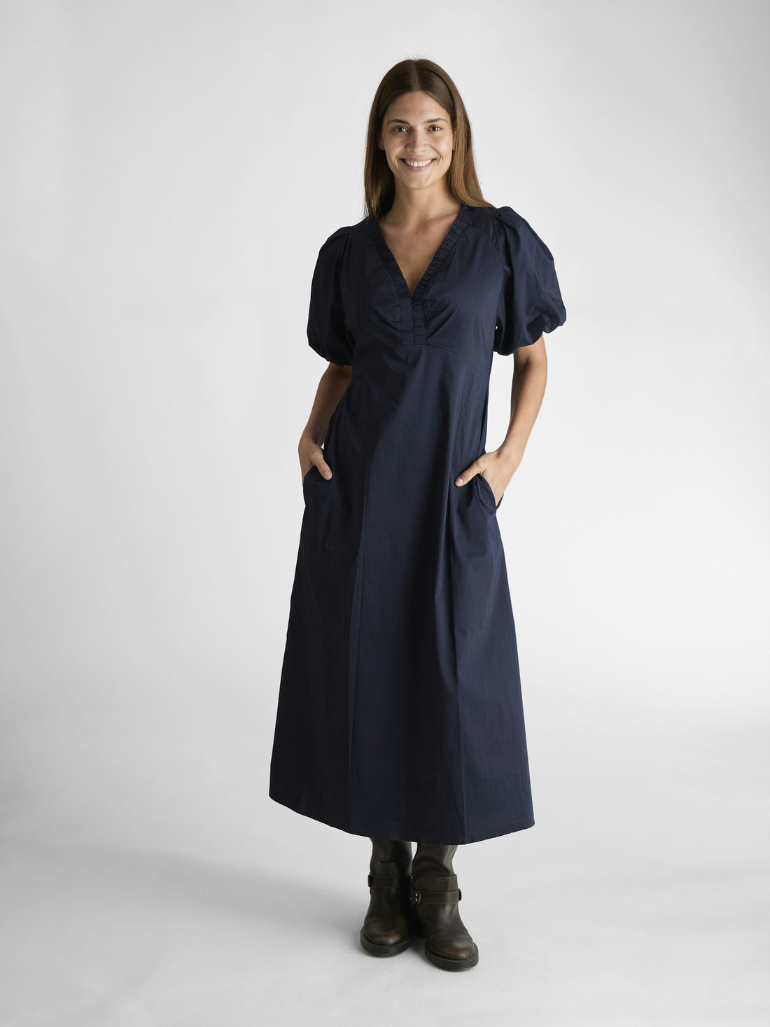 Illana Poplin Dress - Navy
