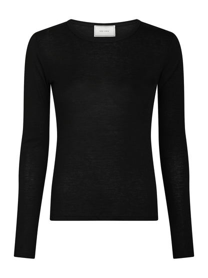 Nella Fine Rib Blouse - Black