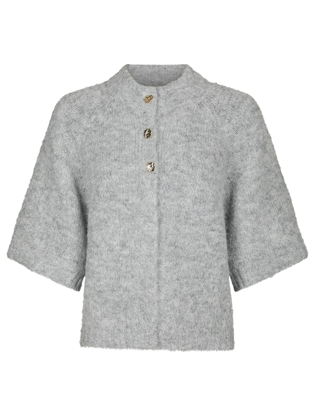Benuta Fluffy Knit Cardigan - Grey Melange