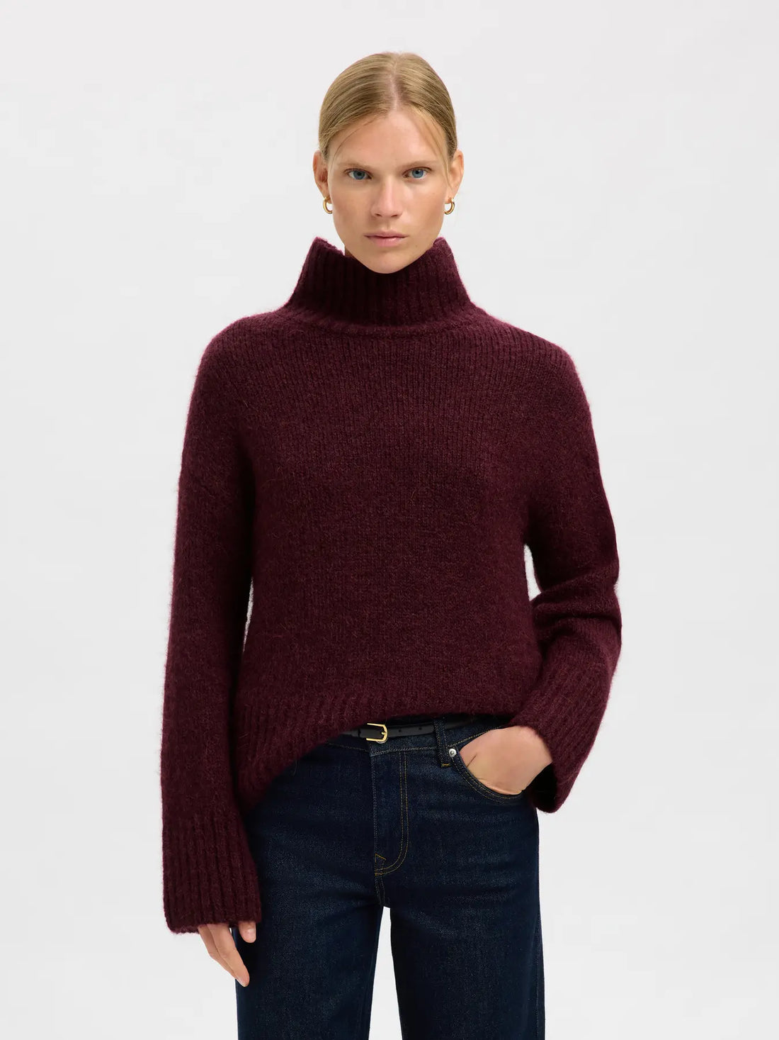 SLFgabriella LS Knit High Neck - Fig