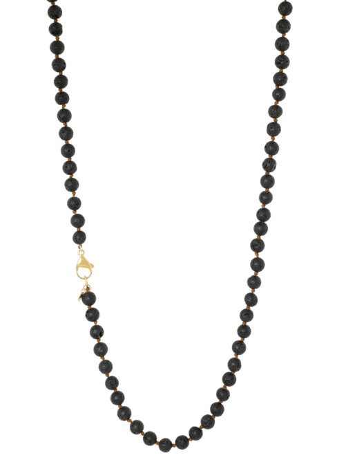 Lange gemstone ketting / mat zwart