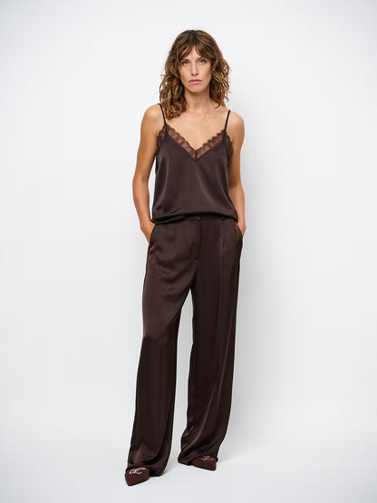 Ipso Satin Lace Camisole - Espresso Brown