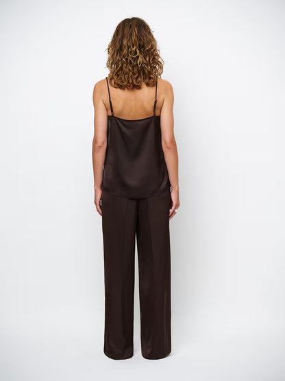 Ipso Satin Lace Camisole - Espresso Brown