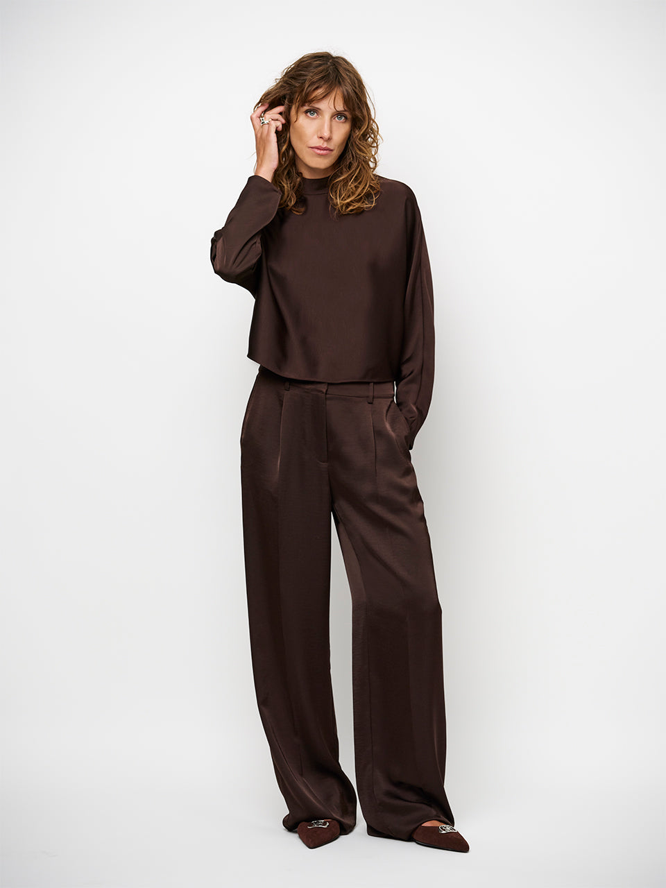 Dante6-Sally satin top - Espresso Brown