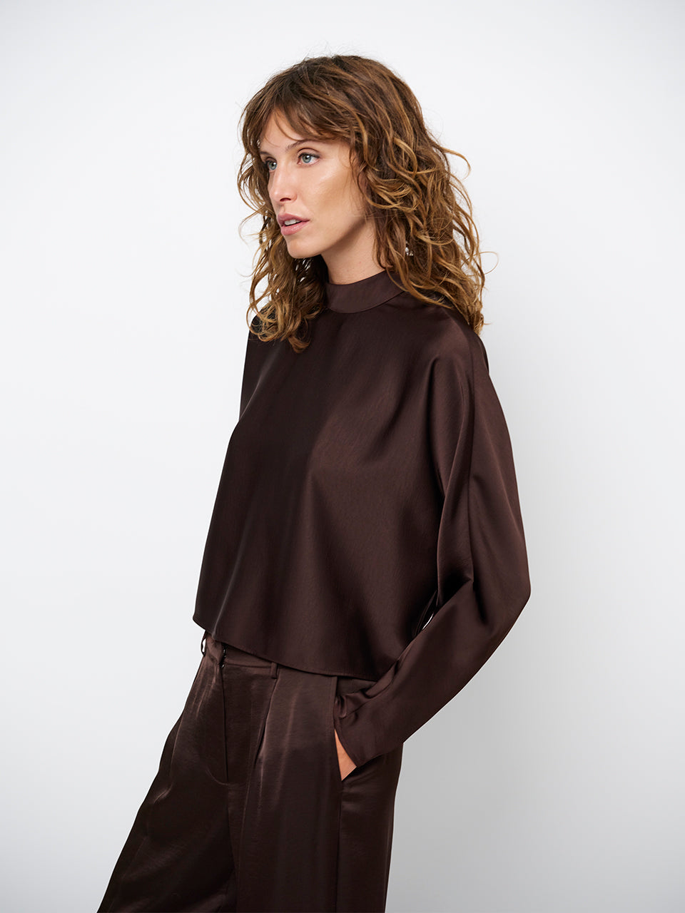 Dante6-Sally satin top - Espresso Brown