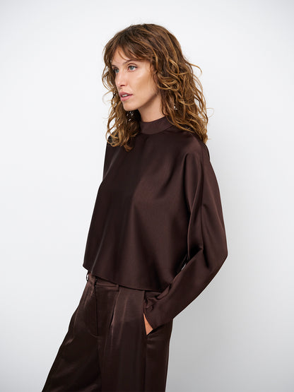 Dante6-Sally satin top - Espresso Brown