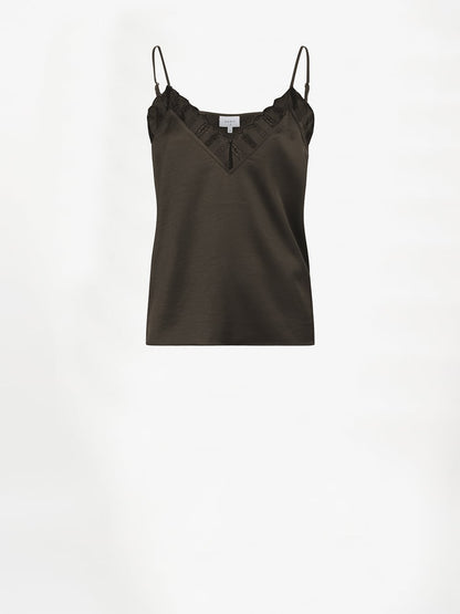 Ipso Satin Lace Camisole - Espresso Brown