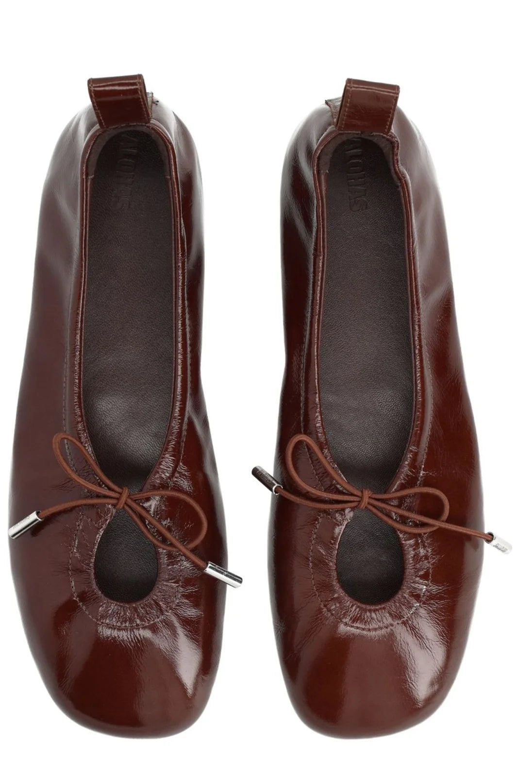 Rosalind Leather Ballet Flats - Patent Brown