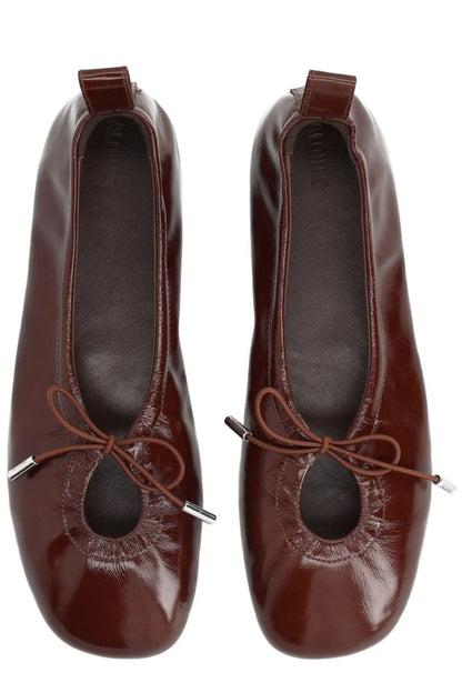 Rosalind Leather Ballet Flats - Patent Brown