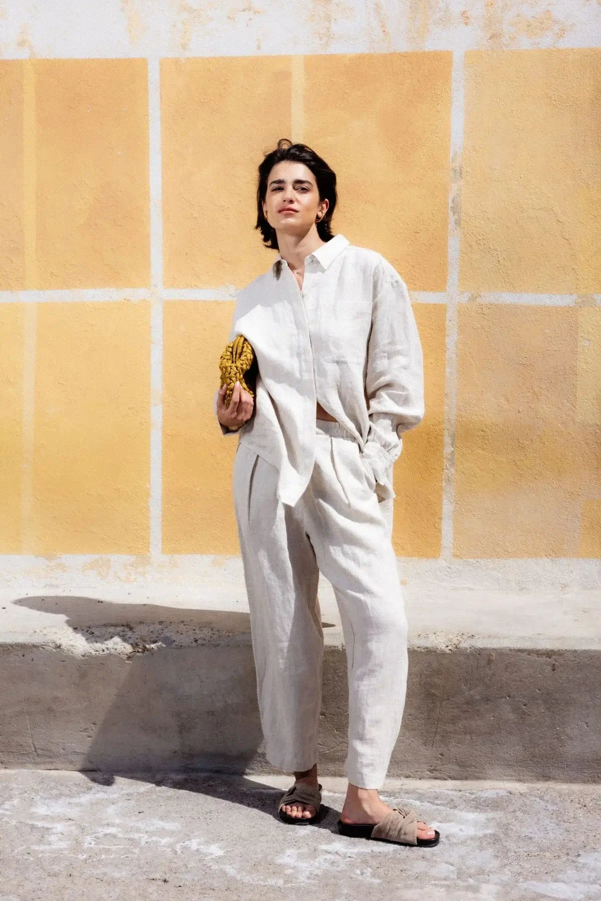 Miles Linnen Pants - Beige