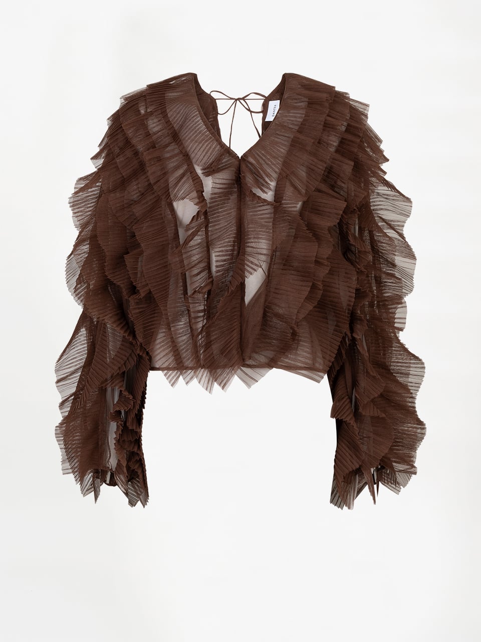 Phora Tulle Ruffled Top - Chocolate Brown