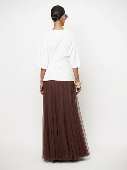 Taryn Tulle Maxi Skirt - Chocolate Brown