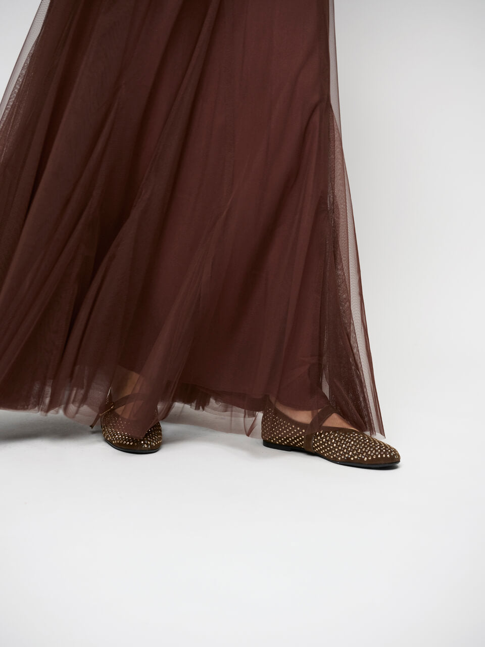 Taryn Tulle Maxi Skirt - Chocolate Brown