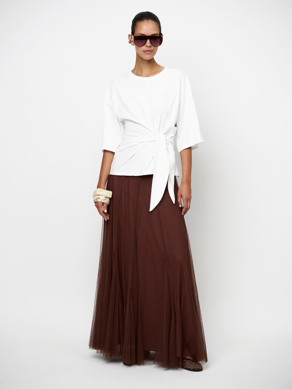 Taryn Tulle Maxi Skirt - Chocolate Brown