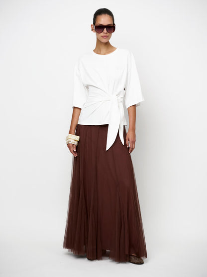 Taryn Tulle Maxi Skirt - Chocolate Brown