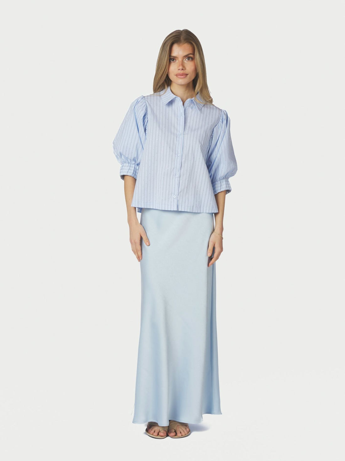 Vicky Heavy Sateen Skirt - Light Blue