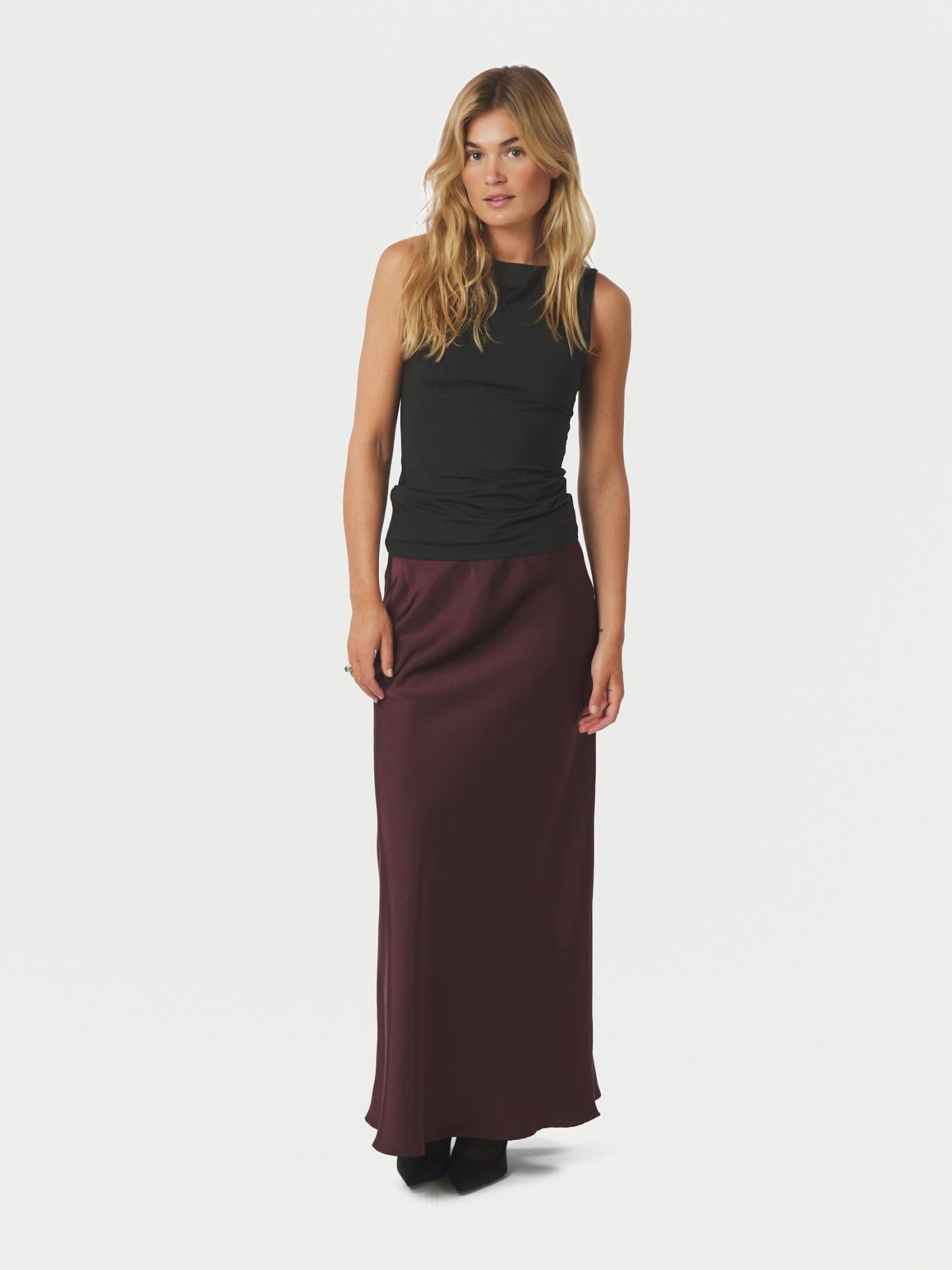 Vicky heavy sateen skirt - Burgundy