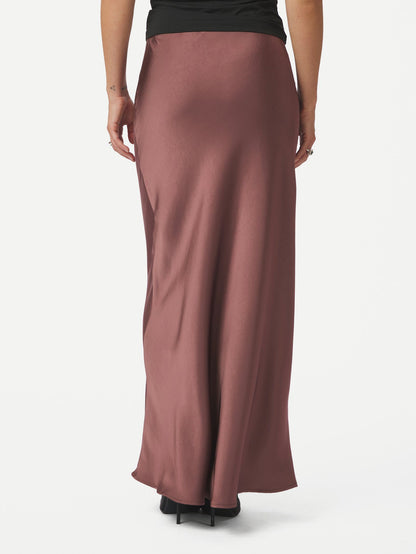 Vicky Heavy Sateen Skirt - Dark Rose