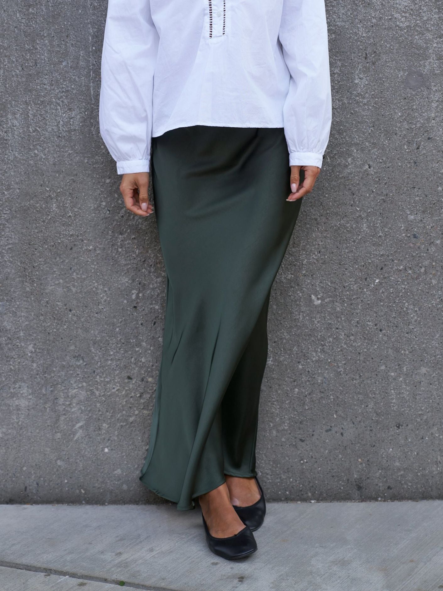 Vicky Heavy Sateen Skirt - Deep Green