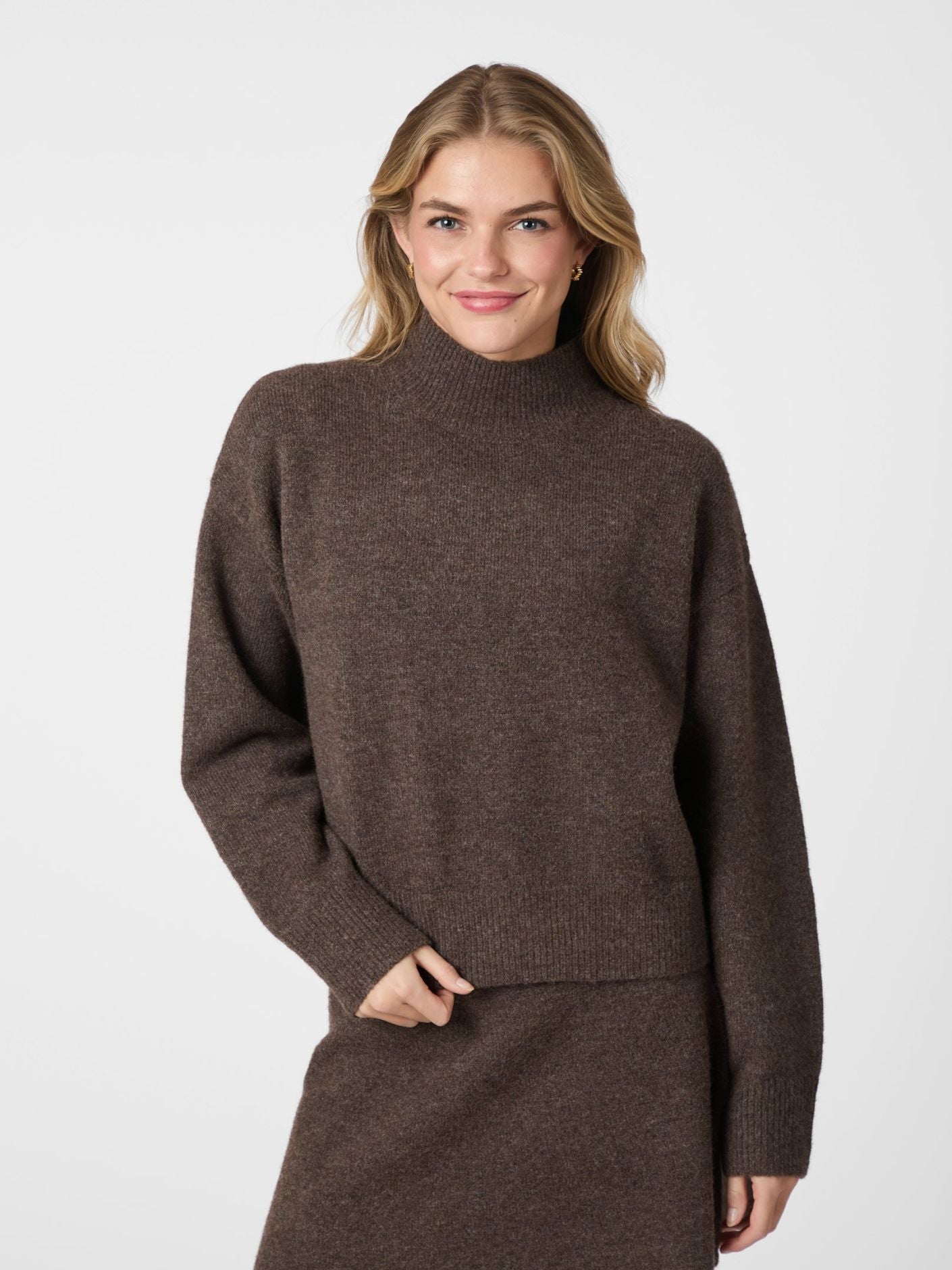 Paulina Knit Blouse - Brown Melange