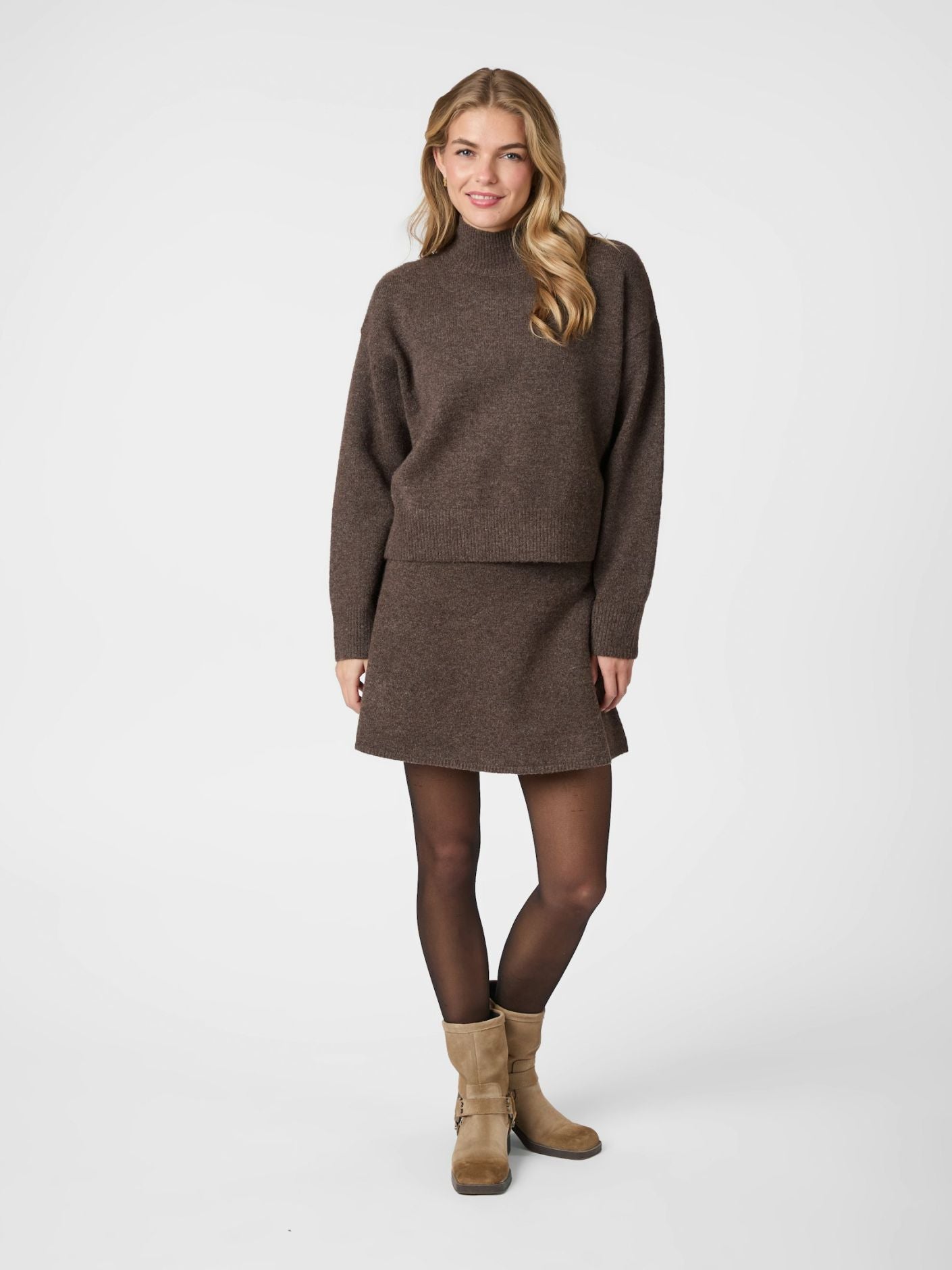 Paulina Knit Blouse - Brown Melange