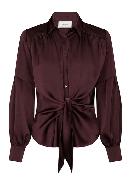 Naja Satin Shirt - Burgundy
