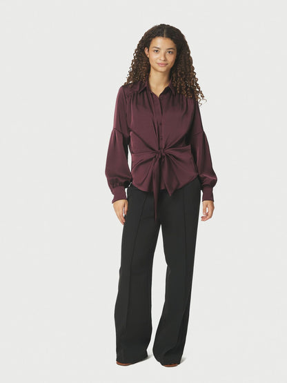 Naja Satin Shirt - Burgundy