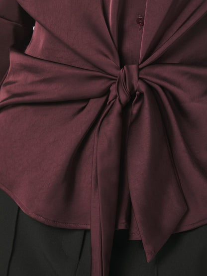 Naja Satin Shirt - Burgundy