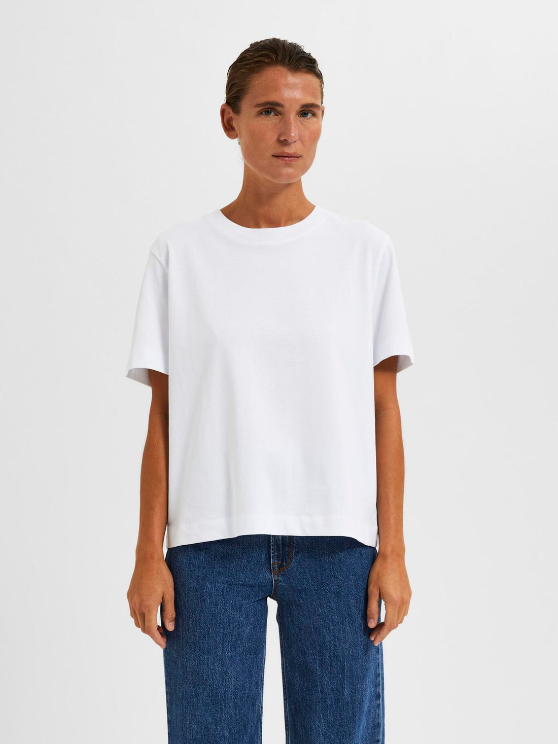 SLFEssential ss boxy - Bright White