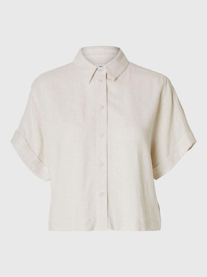 SLFviva SS Cropped Sun Shirt - Sandshell