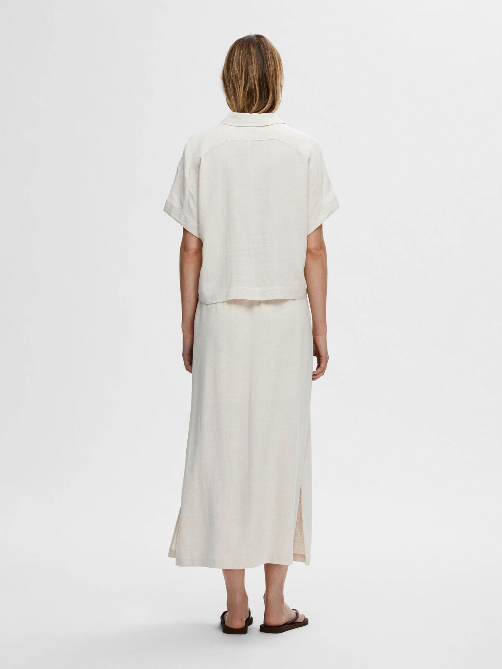 SLFviva SS Cropped Sun Shirt - Sandshell