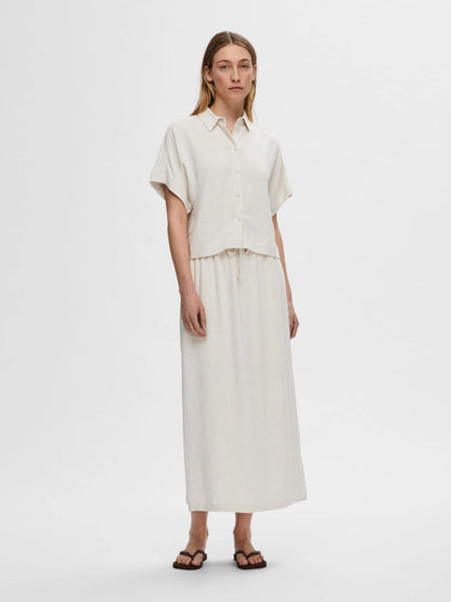 SLFviva SS Cropped Sun Shirt - Sandshell
