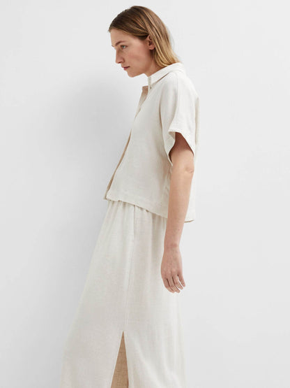SLFviva SS Cropped Sun Shirt - Sandshell
