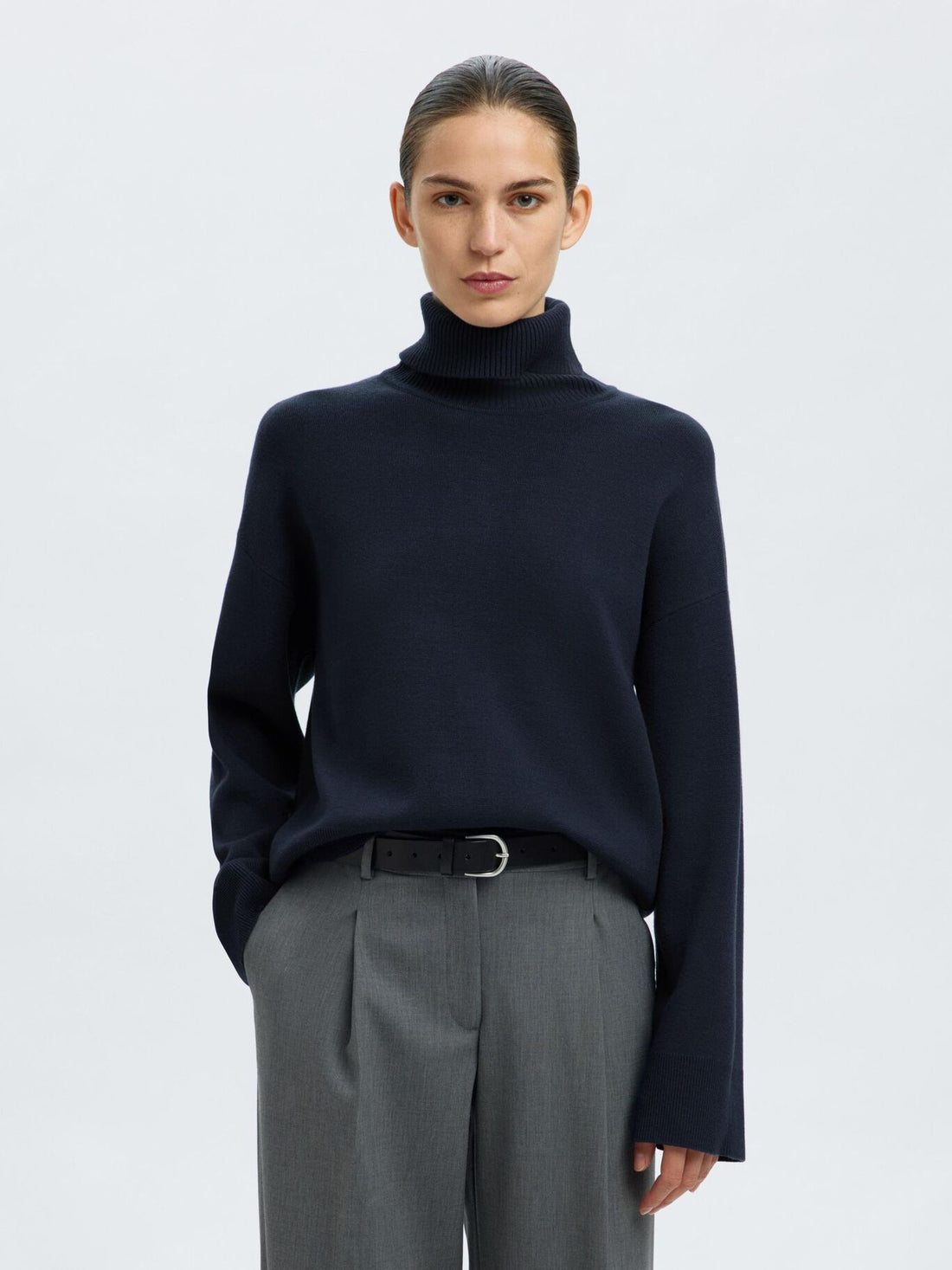 SLFKamma LS Knit Roll Neck - Dark Sapphire