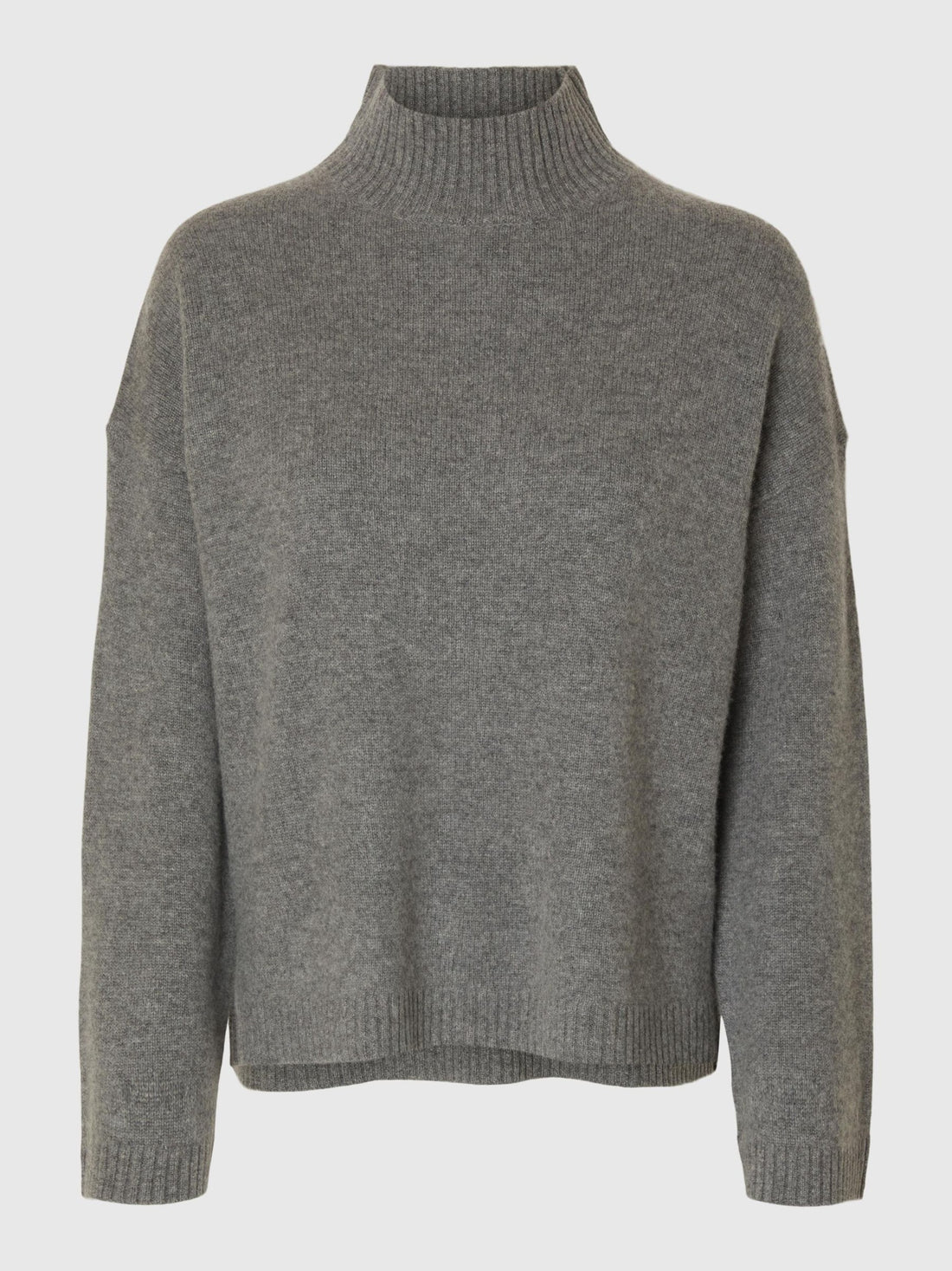 SLFCille Cashmere Blend High Neck - Medium Grey Melange