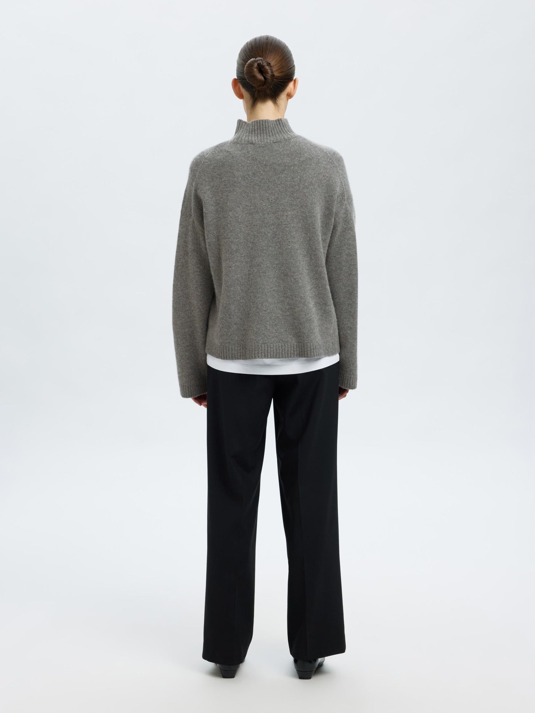 SLFCille Cashmere Blend High Neck - Medium Grey Melange